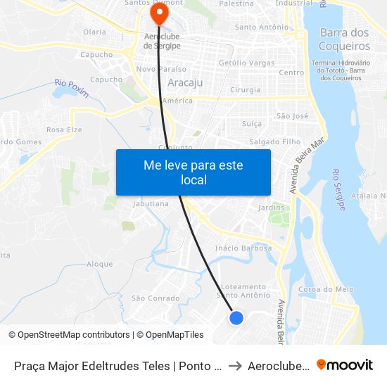 Praça Major Edeltrudes Teles | Ponto Final Do Conjunto Augusto Franco to Aeroclube De Sergipe map