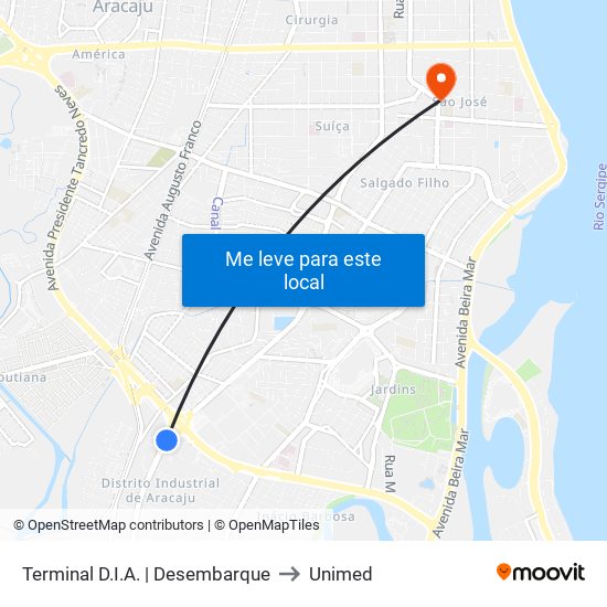 Terminal D.I.A. | Desembarque to Unimed map