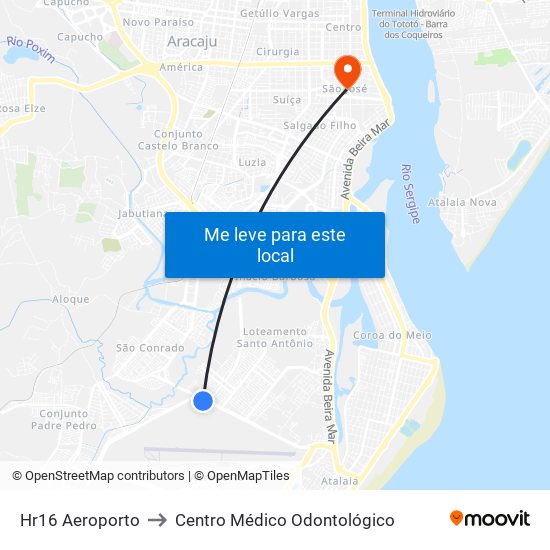 Hr16 Aeroporto to Centro Médico Odontológico map