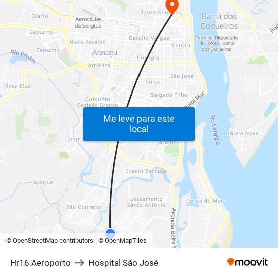 Hr16 Aeroporto to Hospital São José map