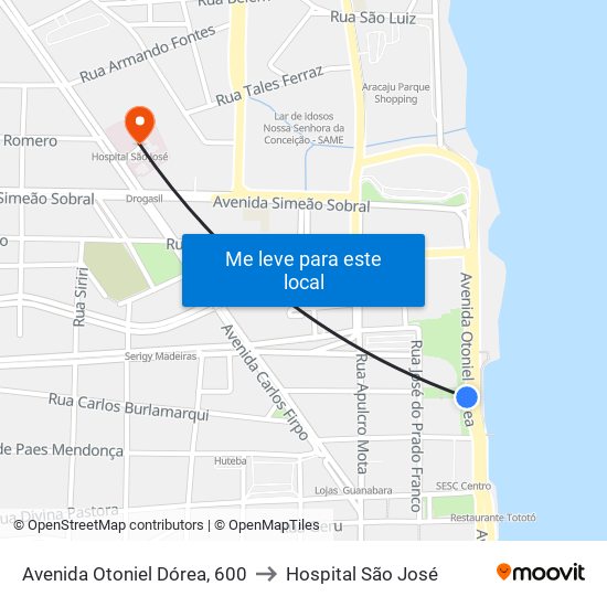 Avenida Otoniel Dórea, 600 to Hospital São José map