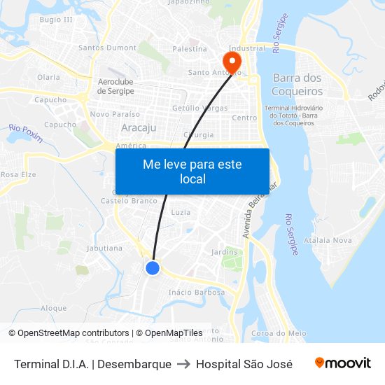 Terminal D.I.A. | Desembarque to Hospital São José map