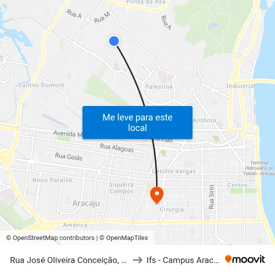 Rua José Oliveira Conceição, 294 to Ifs - Campus Aracaju map