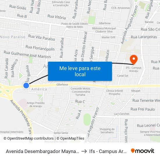 Avenida Desembargador Maynard, 336 to Ifs - Campus Aracaju map