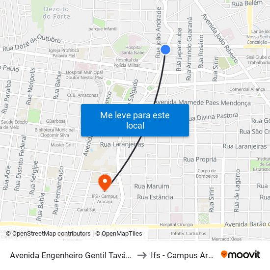 Avenida Engenheiro Gentil Taváres 349 to Ifs - Campus Aracaju map