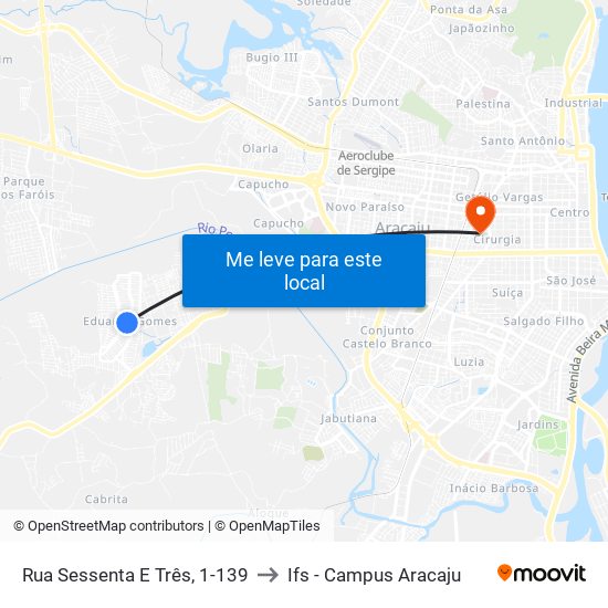 Rua Sessenta E Três, 1-139 to Ifs - Campus Aracaju map