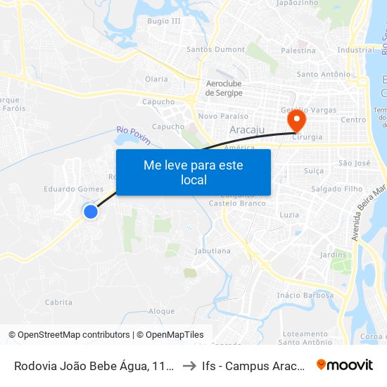 Rodovia João Bebe Água, 1101 to Ifs - Campus Aracaju map