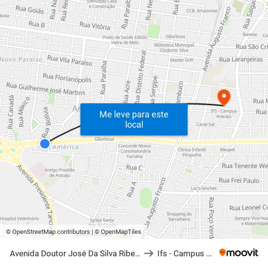 Avenida Doutor José Da Silva Ribeiro Filho, 349 to Ifs - Campus Aracaju map