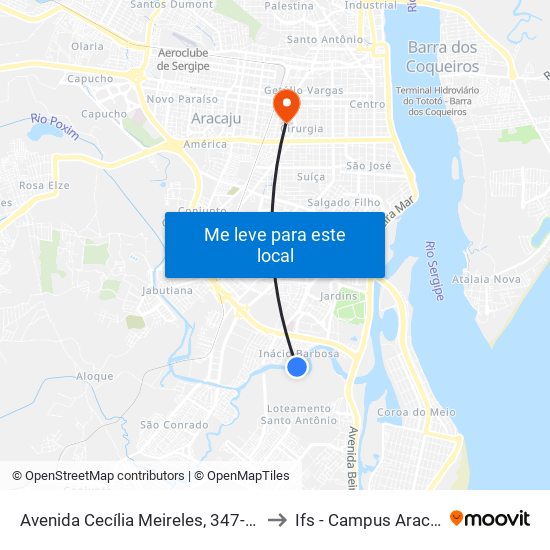 Avenida Cecília Meireles, 347-477 to Ifs - Campus Aracaju map