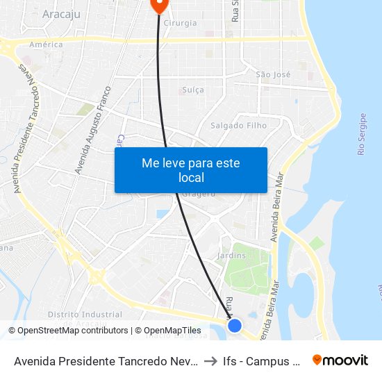 Avenida Presidente Tancredo Neves, 262-342 to Ifs - Campus Aracaju map