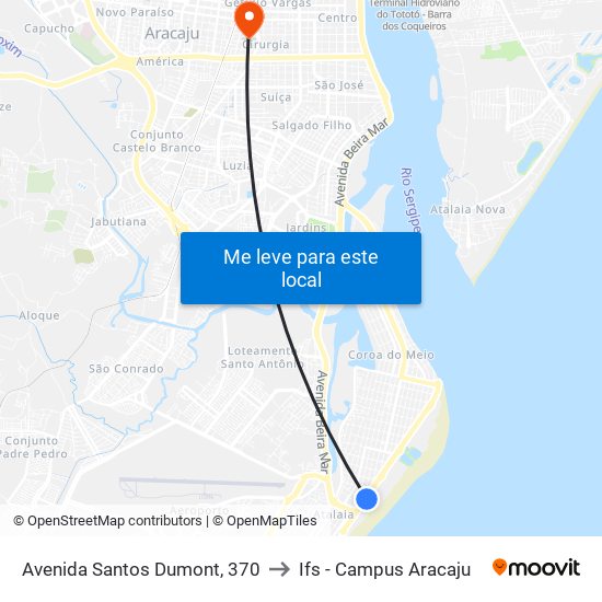 Avenida Santos Dumont, 370 to Ifs - Campus Aracaju map