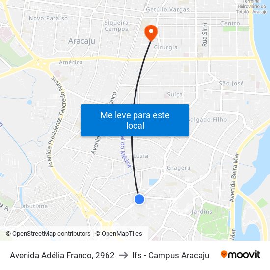 Avenida Adélia Franco, 2962 to Ifs - Campus Aracaju map