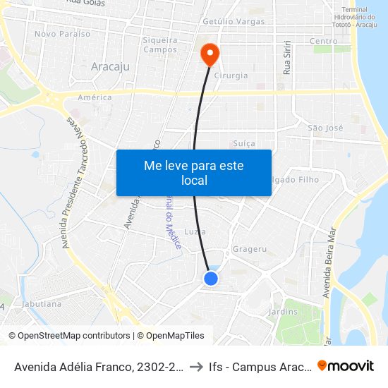 Avenida Adélia Franco, 2302-2600 to Ifs - Campus Aracaju map