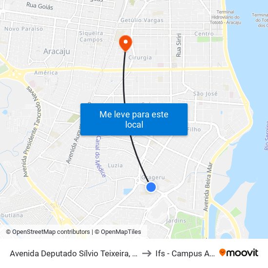 Avenida Deputado Sílvio Teixeira, 1260-1298 to Ifs - Campus Aracaju map