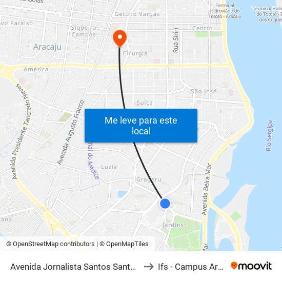 Avenida Jornalista Santos Santana, 952 to Ifs - Campus Aracaju map