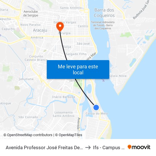 Avenida Professor José Freitas De Andrade, 3187 to Ifs - Campus Aracaju map