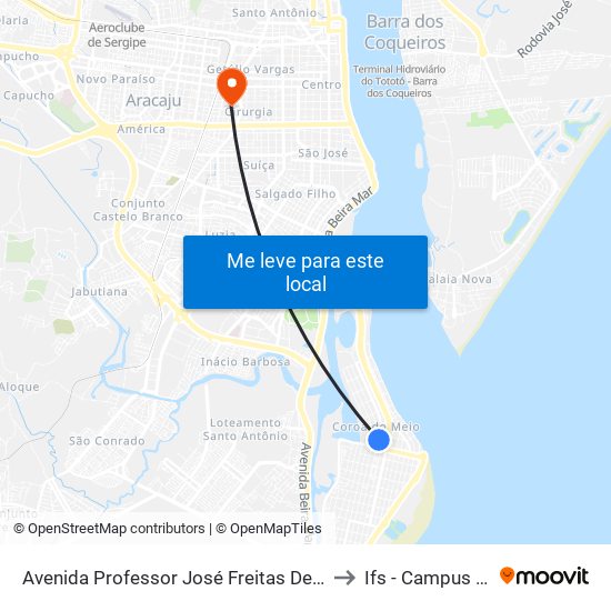 Avenida Professor José Freitas De Andrade, 2559 to Ifs - Campus Aracaju map