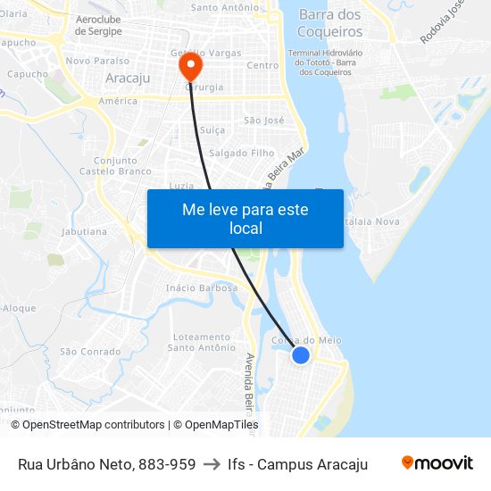 Rua Urbâno Neto, 883-959 to Ifs - Campus Aracaju map