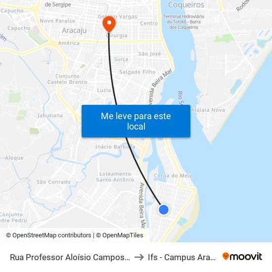 Rua Professor Aloísio Campos, 786 to Ifs - Campus Aracaju map