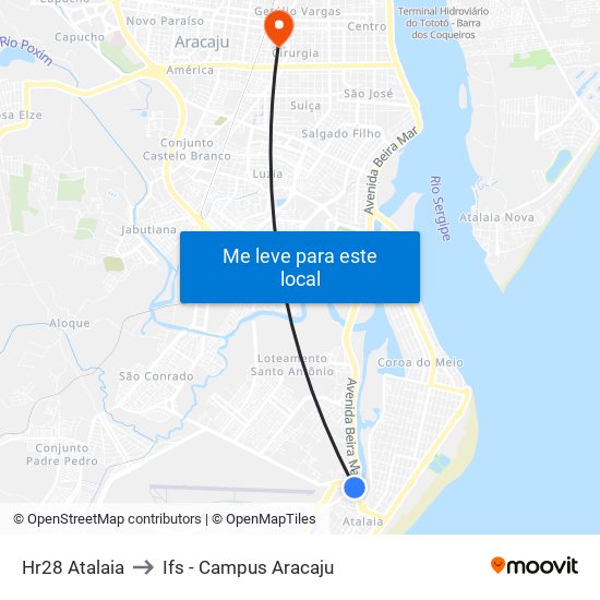 Hr28 Atalaia to Ifs - Campus Aracaju map