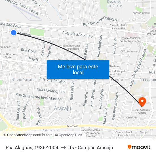 Rua Alagoas, 1936-2004 to Ifs - Campus Aracaju map