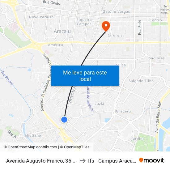 Avenida Augusto Franco, 3553 to Ifs - Campus Aracaju map