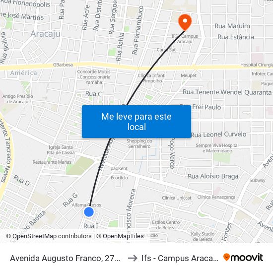 Avenida Augusto Franco, 2787 to Ifs - Campus Aracaju map