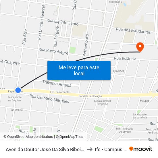 Avenida Doutor José Da Silva Ribeiro Filho 352-472 to Ifs - Campus Aracaju map