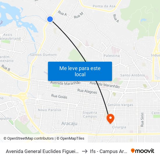 Avenida General Euclides Figueiredo, 25 to Ifs - Campus Aracaju map