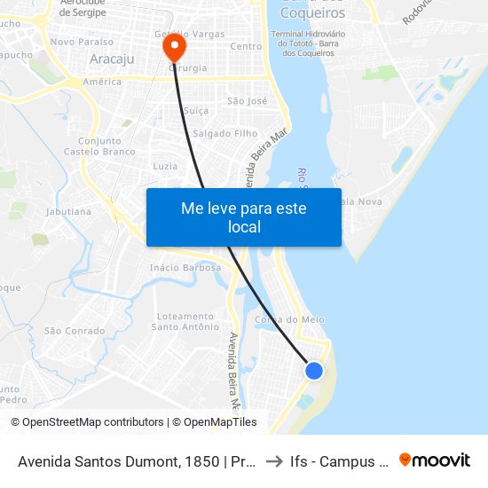 Avenida Santos Dumont, 1850 | Praça De Eventos to Ifs - Campus Aracaju map