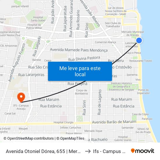 Avenida Otoniel Dórea, 655 | Mercado Central to Ifs - Campus Aracaju map