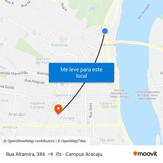 Rua Altamira, 386 to Ifs - Campus Aracaju map