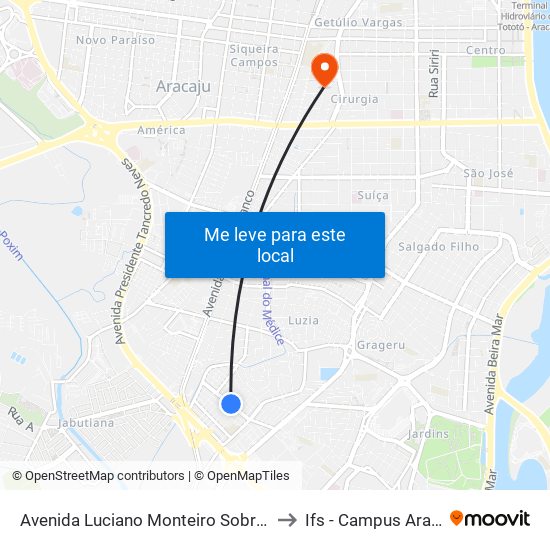 Avenida Luciano Monteiro Sobral, 465 to Ifs - Campus Aracaju map