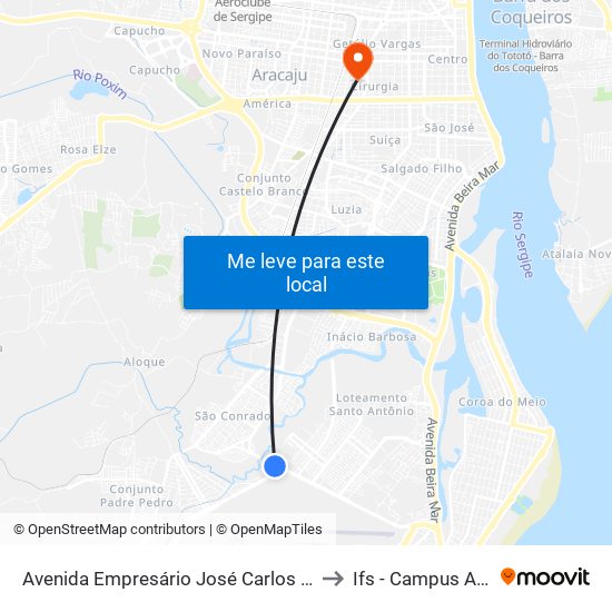 Avenida Empresário José Carlos Silva 3425 to Ifs - Campus Aracaju map