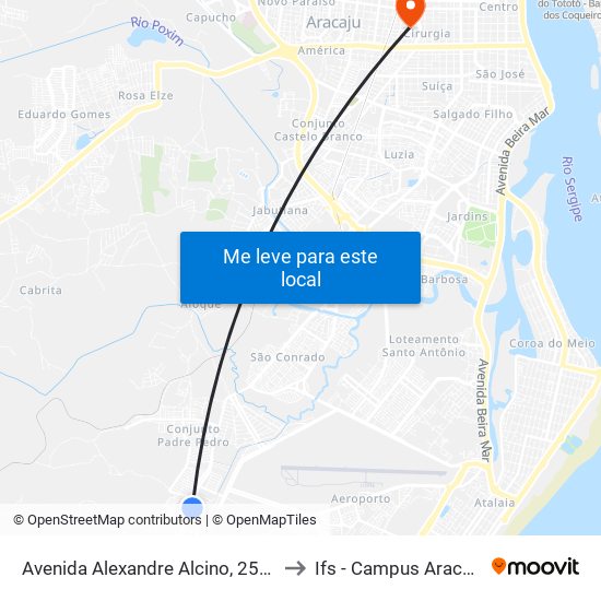 Avenida Alexandre Alcino, 2566 to Ifs - Campus Aracaju map