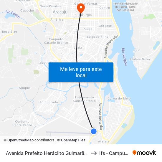 Avenida Prefeito Heráclito Guimarães Rollemberg, 1182 to Ifs - Campus Aracaju map