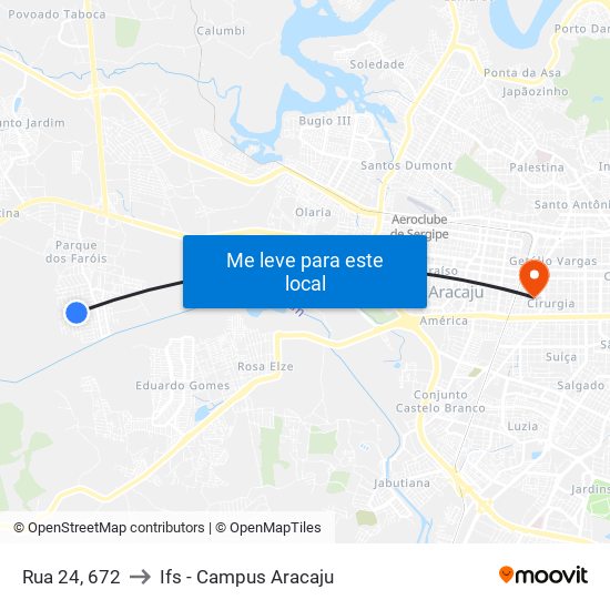 Rua 24, 672 to Ifs - Campus Aracaju map