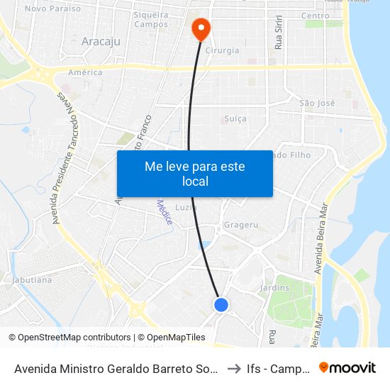 Avenida Ministro Geraldo Barreto Sobral, 200 | Cemitério Do Abc to Ifs - Campus Aracaju map