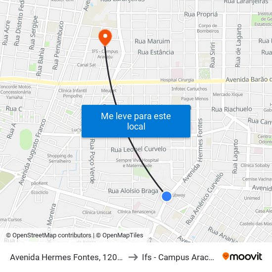 Avenida Hermes Fontes, 1200c to Ifs - Campus Aracaju map