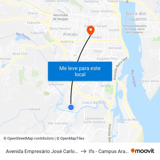 Avenida Empresário José Carlos Silva to Ifs - Campus Aracaju map