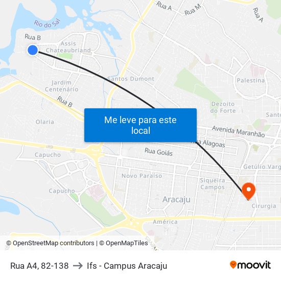 Rua A4, 82-138 to Ifs - Campus Aracaju map