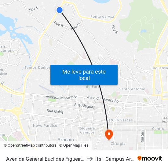 Avenida General Euclides Figueiredo, 750 to Ifs - Campus Aracaju map