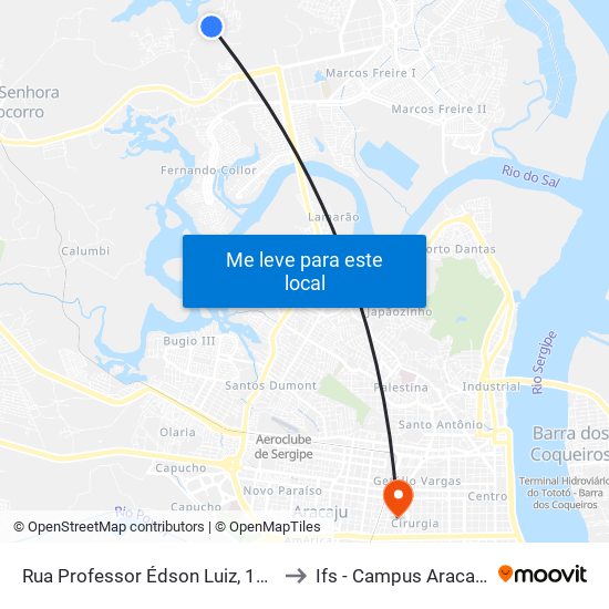 Rua Professor Édson Luiz, 163 to Ifs - Campus Aracaju map