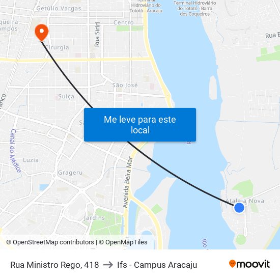 Rua Ministro Rego, 418 to Ifs - Campus Aracaju map