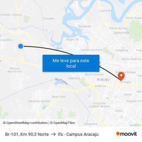 Br-101, Km 90,3 Norte to Ifs - Campus Aracaju map