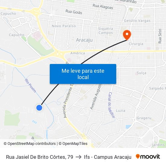 Rua Jasiel De Brito Côrtes, 79 to Ifs - Campus Aracaju map