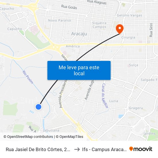 Rua Jasiel De Brito Côrtes, 200 to Ifs - Campus Aracaju map