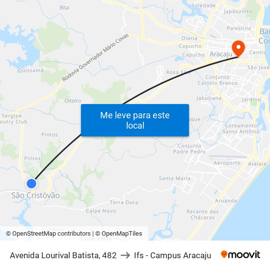 Avenida Lourival Batista, 482 to Ifs - Campus Aracaju map