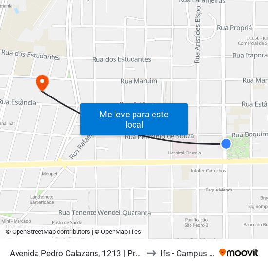 Avenida Pedro Calazans, 1213 | Praça Da Bandeira to Ifs - Campus Aracaju map