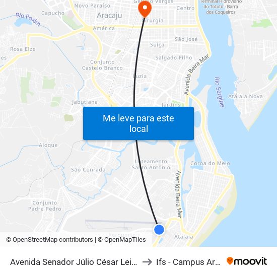 Avenida Senador Júlio César Leite, 1900 to Ifs - Campus Aracaju map